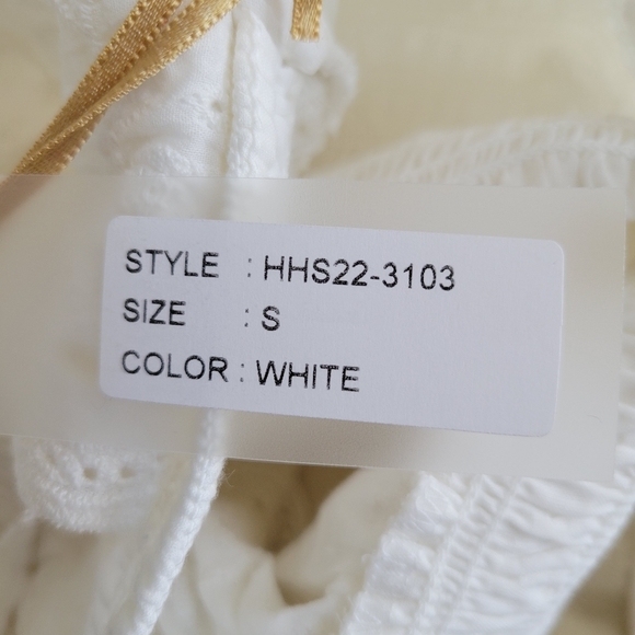 House of Harlow 1960 Smocked Ruffle Peplum Eyelet‎ Lace Puff Sleeve Blouse - Picture 11 of 12